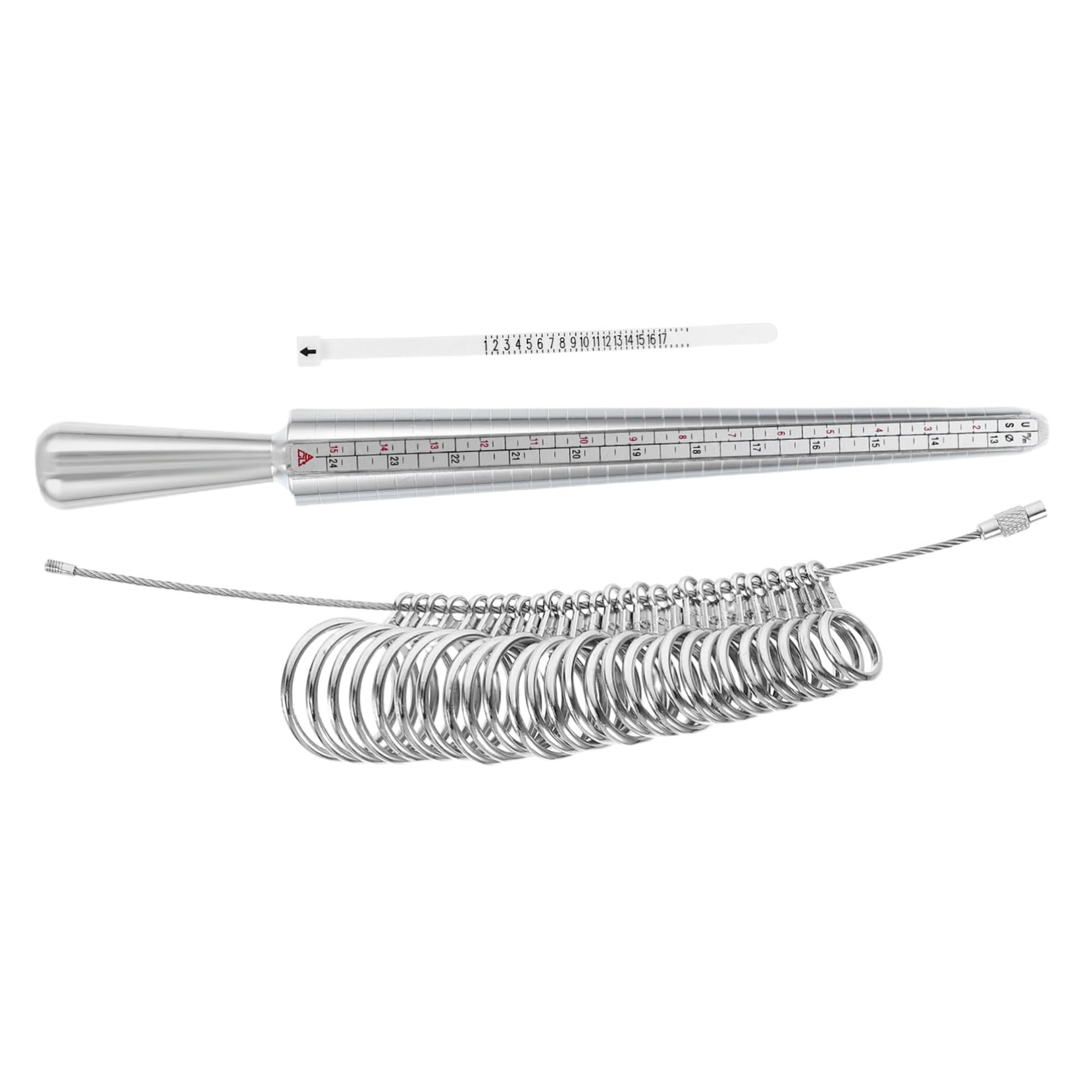 BESTYASH 1 Set Ring Measuring Tool Ring Mandrel Tool Ring Measurement Gauge Ring Sizer Gauge Jewelry Ring Sizing Tool Ring Measuring Tape Ring Sizer for Jewelry Aluminum Alloy Silver