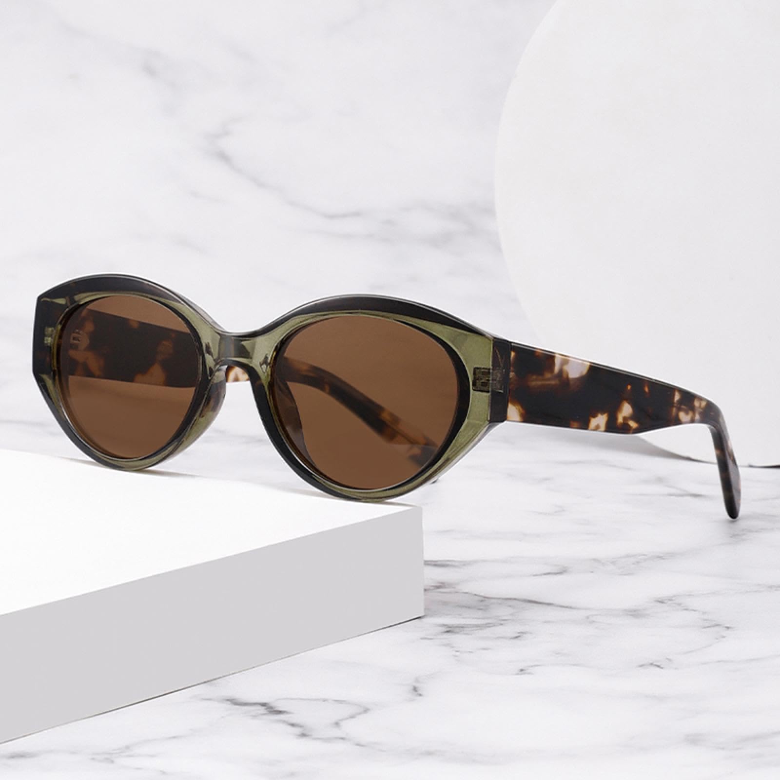 Occhiali da sole polarizzati alla moda da donna Cat Eye Occhiali da sole Uv400 Acetato Nero Verde Marrone