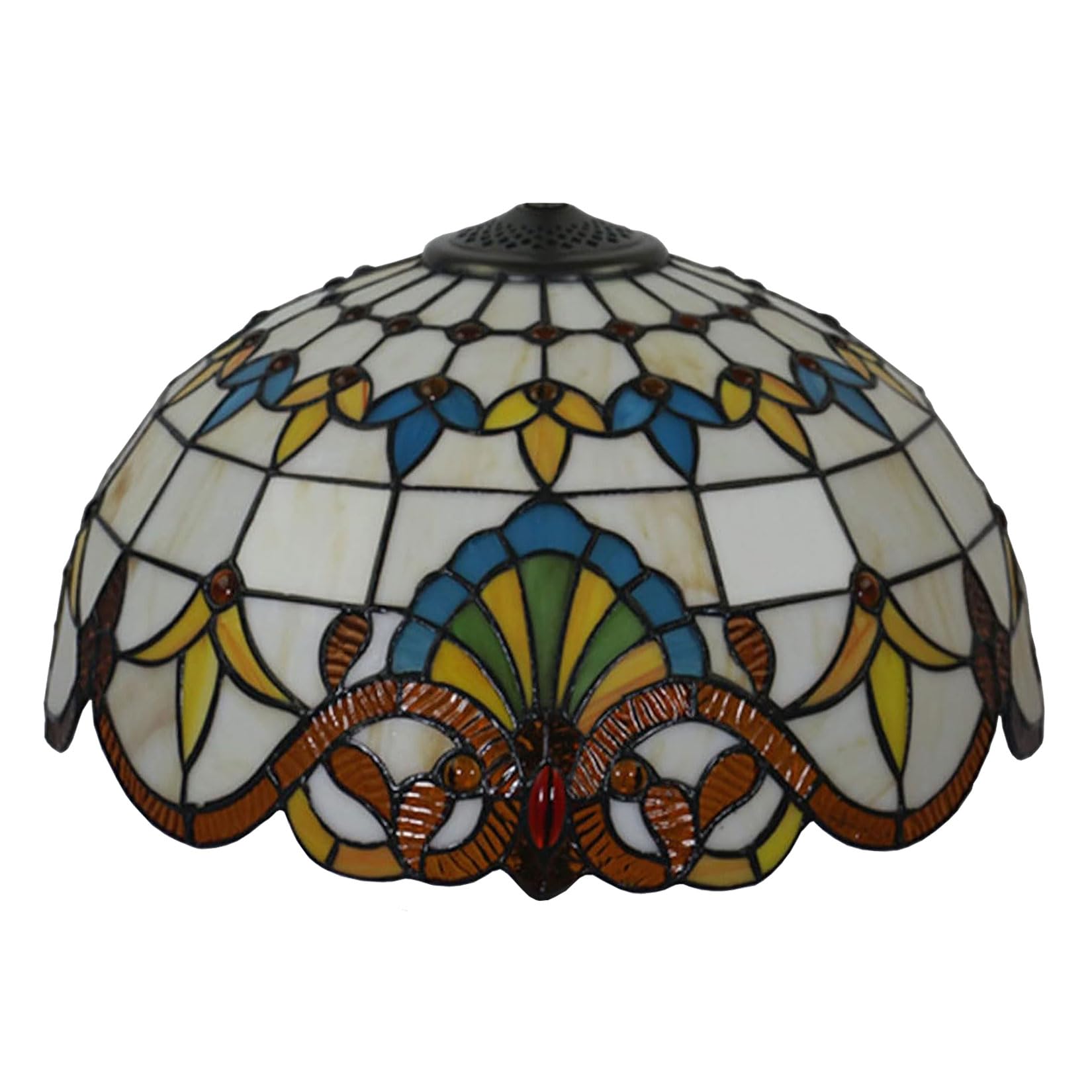 SaryEdge Tiffany Lamp Shade Replacement 20X10 Inch Stained Glass Dragonfly Rose Grape Baroque Style Lampshade Only with Cap fit for Table lamp Pendant Light Floor Lamp Ceiling Fixture,，Baroque