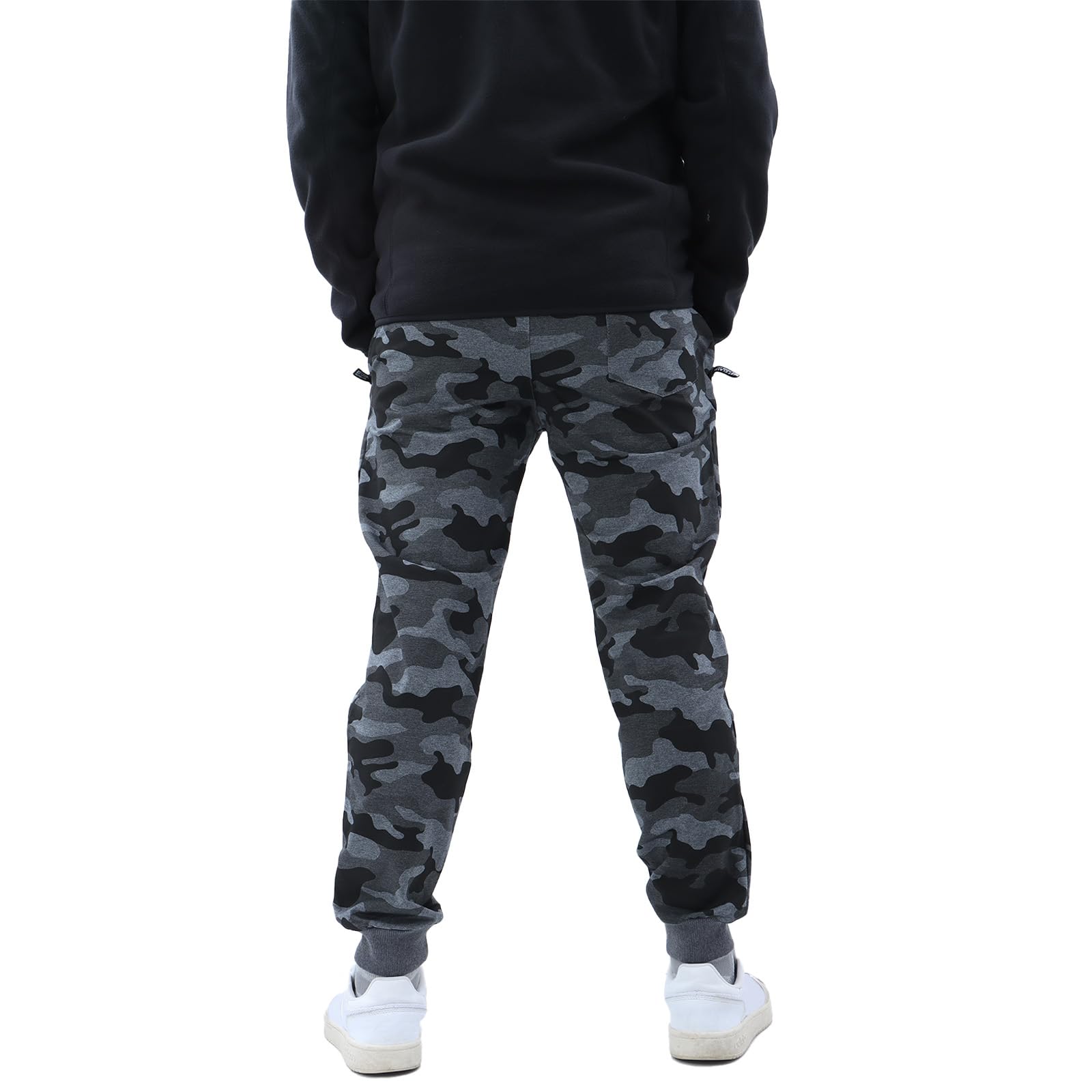 Bas de Survêtement pour Hommes, Joggings Camouflage avec Poche Zippée, Pantalons de Sport Respirants avec Taille élastique pour Course, Entraînement