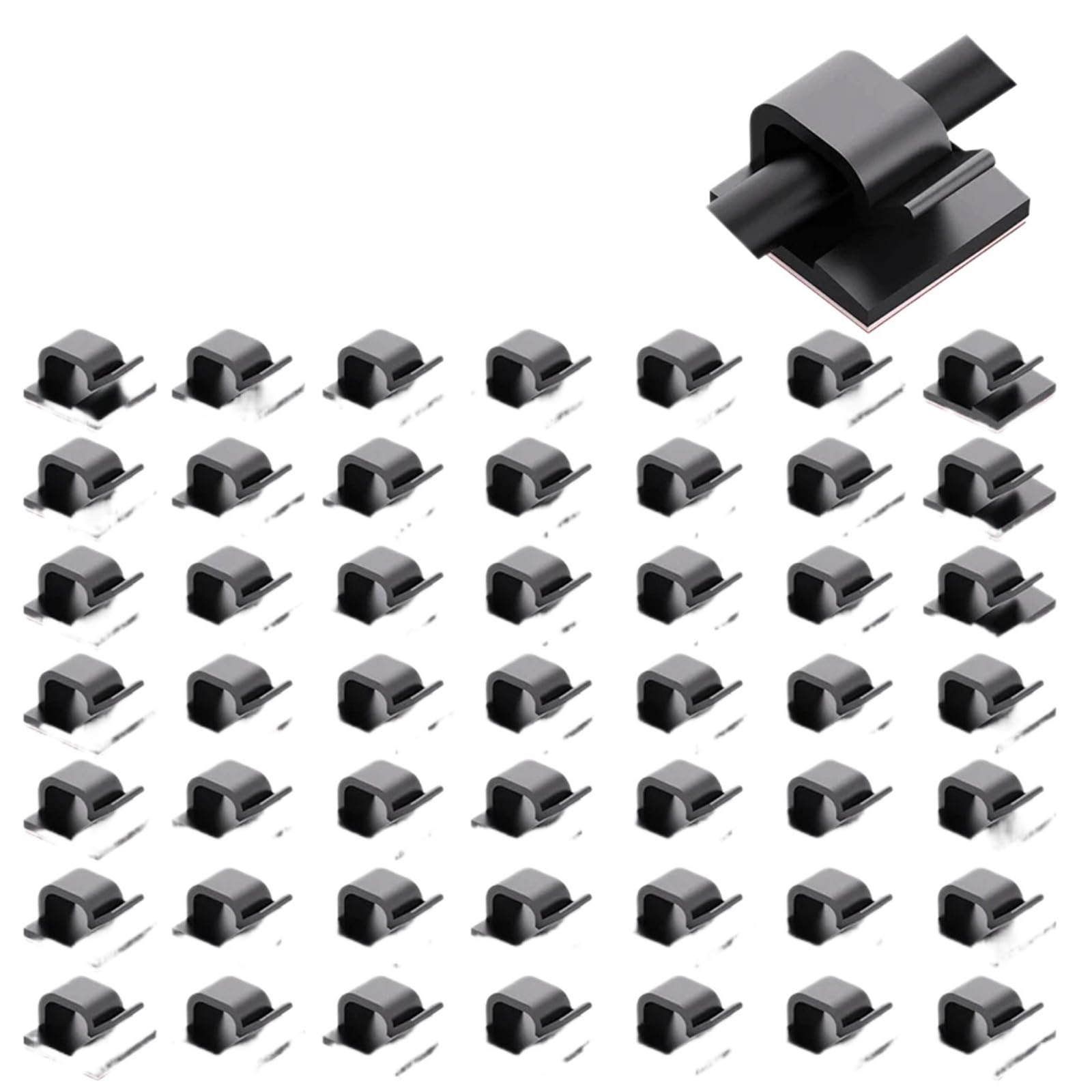 Chrklio 50Pcs Black Cable Ties 50Pcs Clear Adhesive Cable Clips Outdoor Indoor