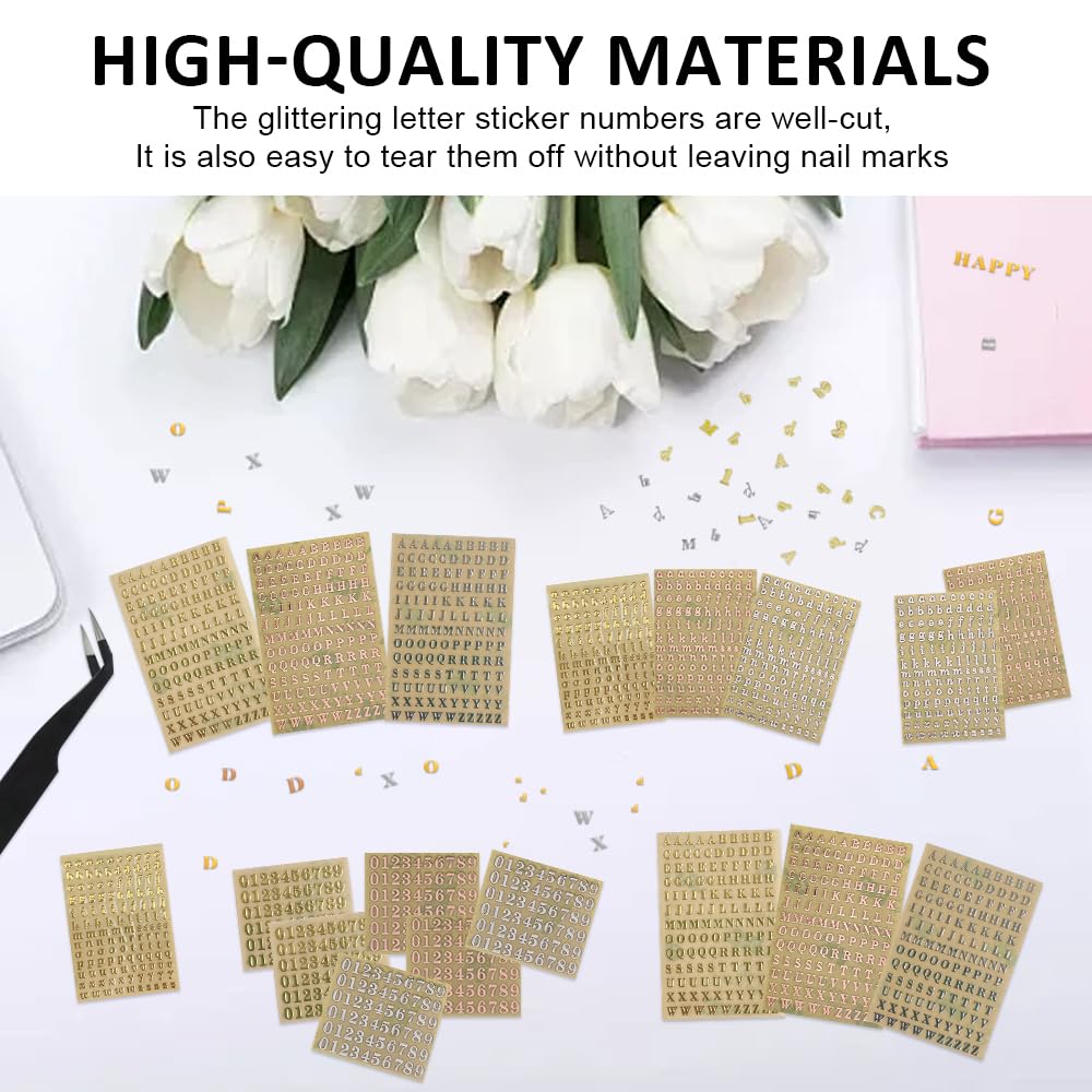Lettre Autocollantes Vinyle, 6 Feuilles Stickers Lettres Alphabet