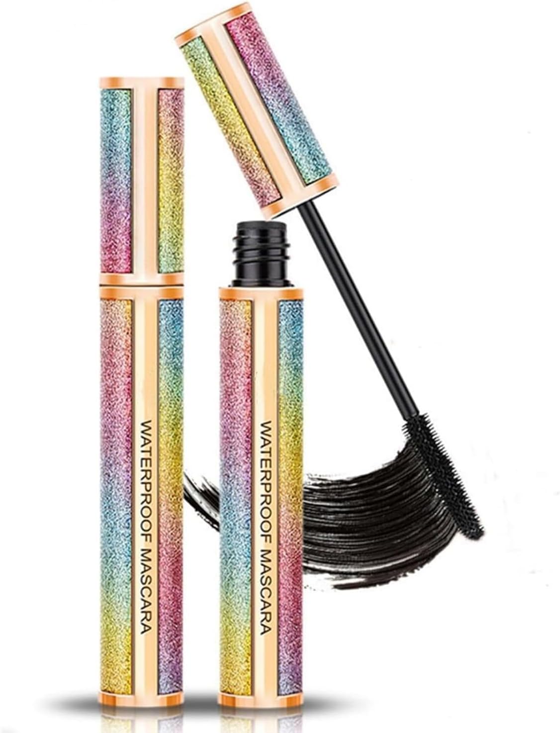 4D Silk Black Fiber Mascara, Starry Sky Waterproof Long-Lasting Thickening & Lengthening & Curling Mascara, Eyelash Extension Voluminous Curling Eye Makeup