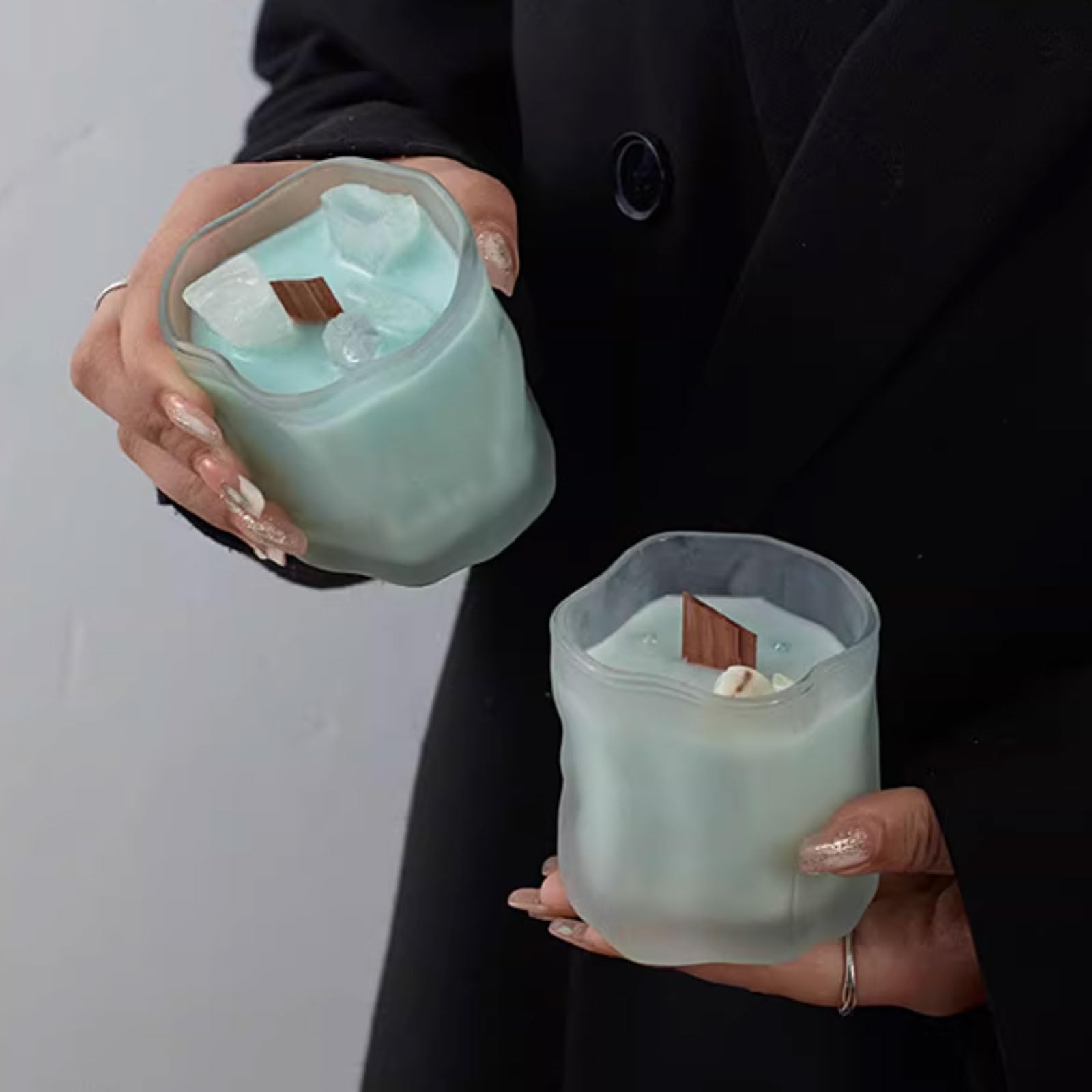 Szklane świece z wosku sojowego i olejków eterycznych, świeca do aromaterapii wielokrotnego użytku na wakacje w domu, relaks i spa (White Peach Oolong)