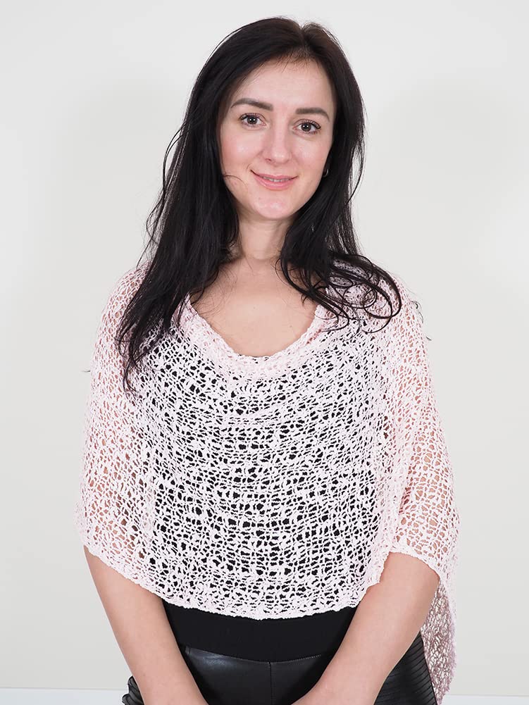 Mimosa Femme Poncho Extensible Resille Crochet Popcorn Aile Chauve-Souris