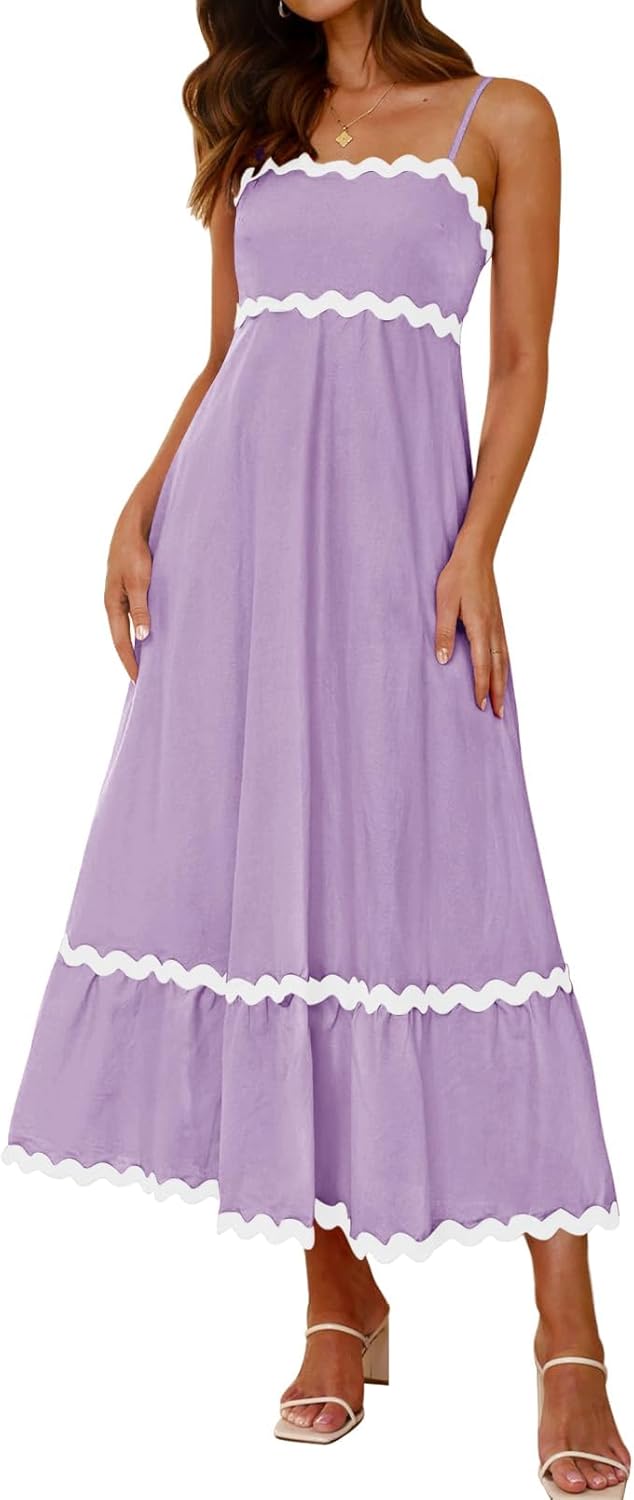 ZESICA Women’s 2025 Summer Spaghetti Straps Sleeveless Backless Sundress