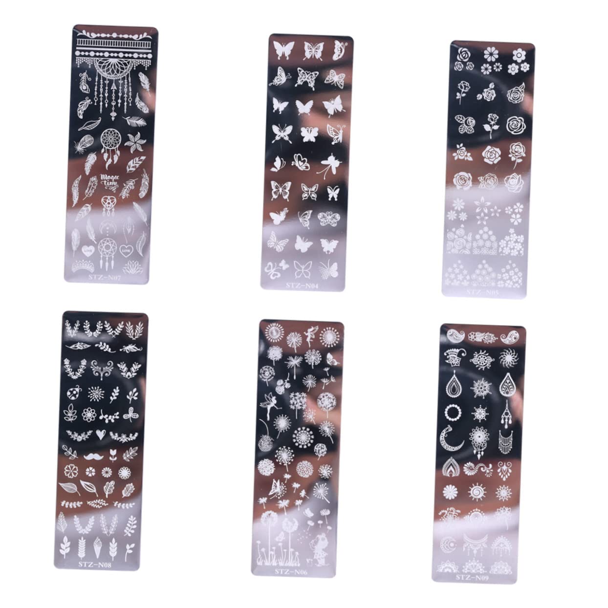 3 Set Piastre Per Stamping Unghie Inossidabile Con Floreali E Farfalle Strumenti Per Nail Art Per Design E Creativo 6 Pezzi*3