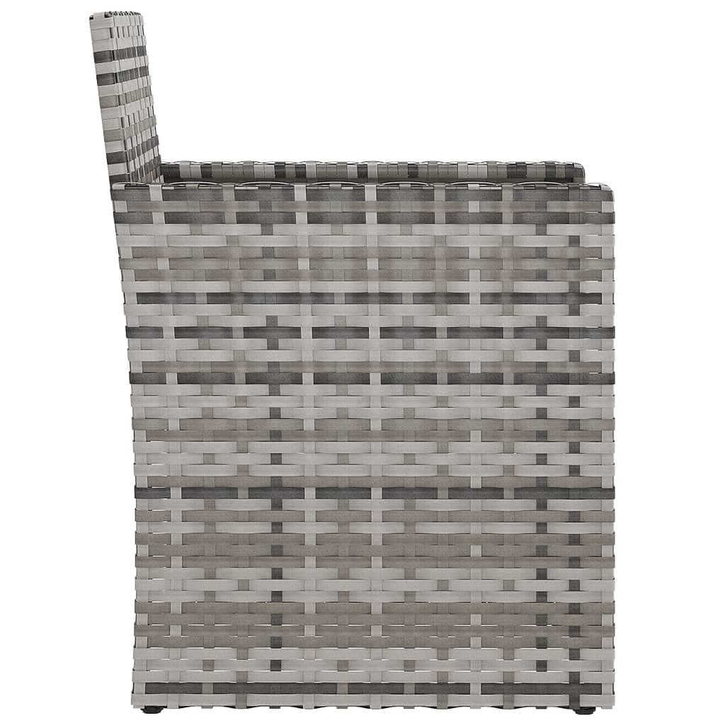 Poltrona da Giardino in Polyrattan Grigio con Cuscino | Sedia da esterno compatta con telaio in acciaio e morbida imbottitura per arredare balcone, terrazzo e portico.