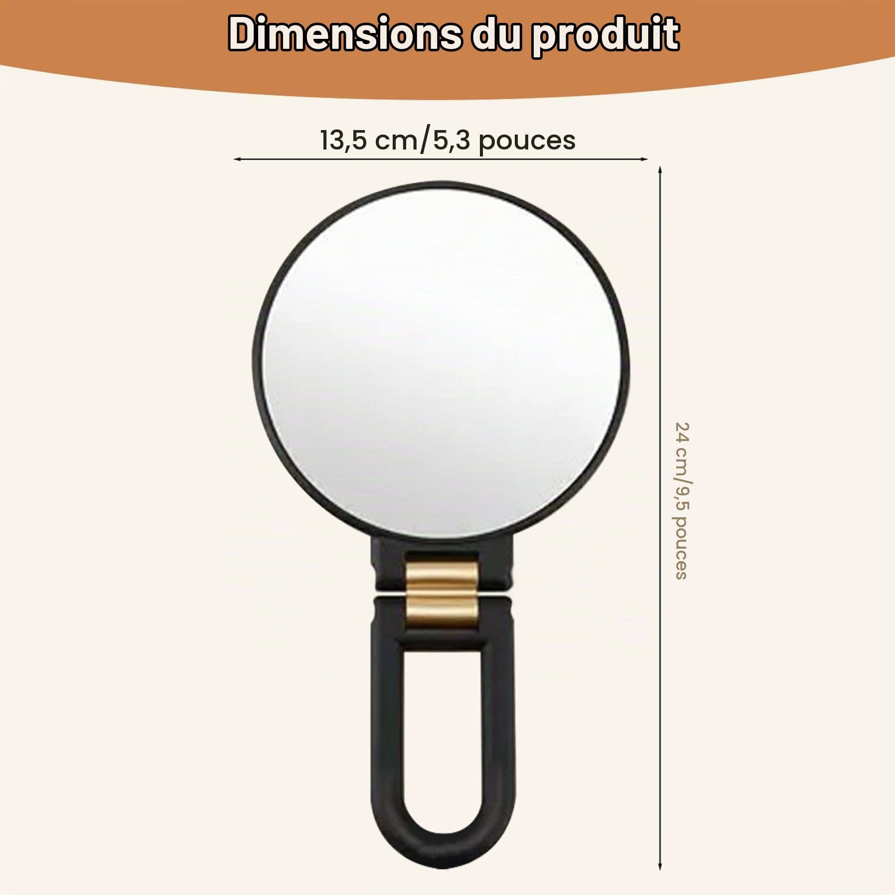 Miroir de Maquillage grossissant 50X, Miroir portatif/Mural Double Face avec poignée réglable à 360 ° pour Les Soins de la Peau et la beauté