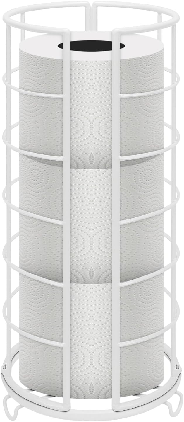NearMoon Toilet Paper Organizer Stand, Free Standing 3 Rolls Tissue Storage, Metal Bathroom Accessory, Rustproof Toilet Roll Holder for Bathroom/Kitchen Countertop Inside Cabinet Shelf, Ivory
