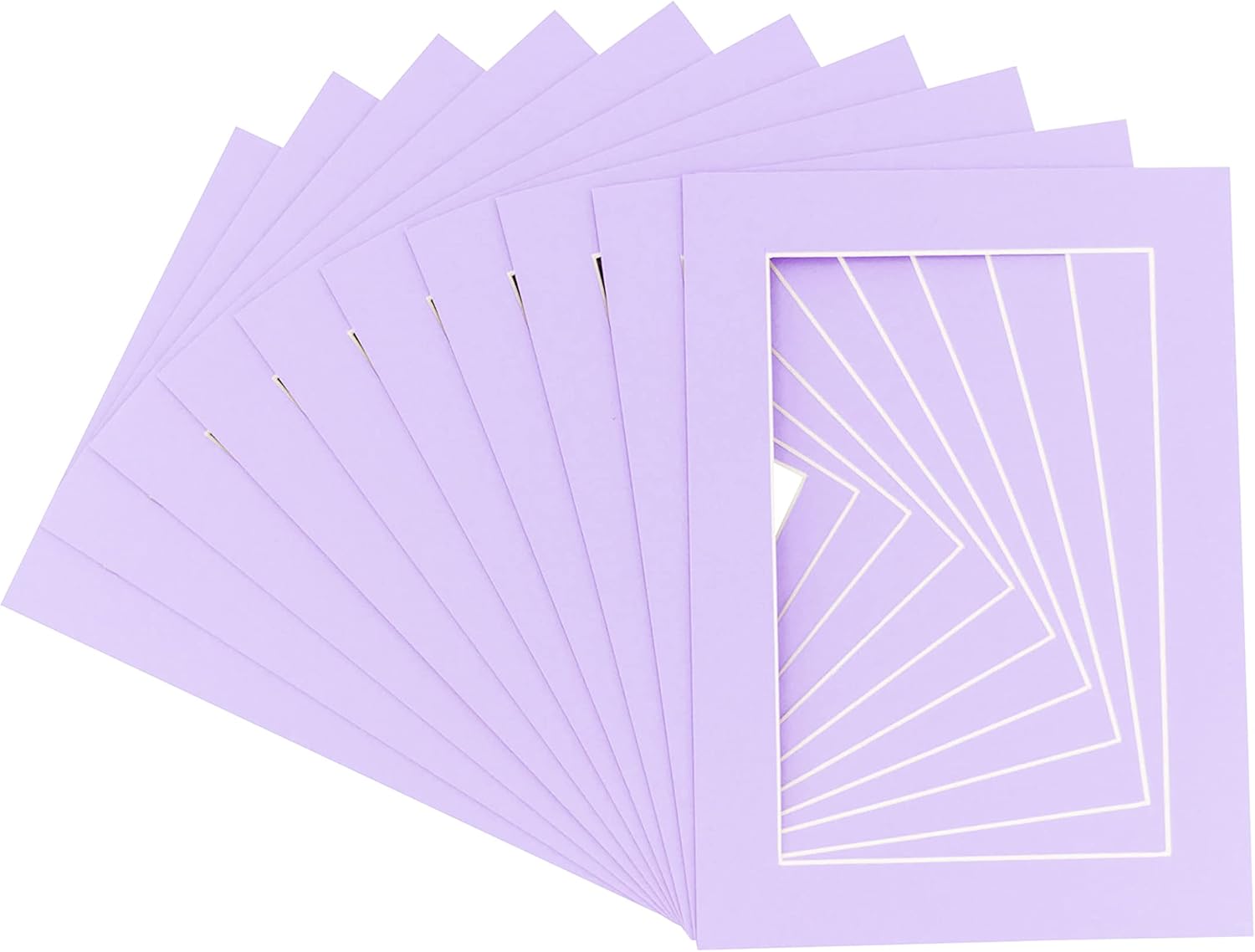 Pack of Ten Acid Free 18x24 Mats Bevel Cut for 15x19 Photos - Light Purple Precut Matboards With Backing Boards and Self Seal Photo Mat Bags For Pictures, Photos, Framing - 4-ply Thickness
