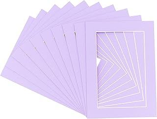 Pack of 25 Acid Free 8.5x11 Mats Bevel Cut for 5x8 Photos - Light Purple Precut Matboards With Backing Boards and Clear Photo Mat Bags For Pictures, Photos, Framing - 4-ply Thickness