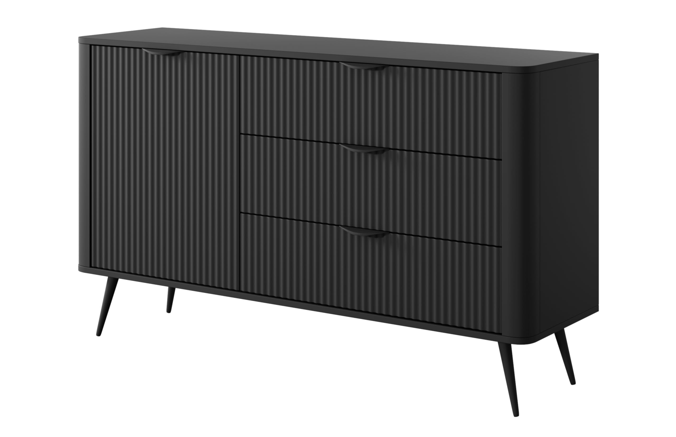AXLIVING Vespasia 138D3S Buffet Moderne avec Tiroirs Noir 138,2 cm Commode pour Salle à Manger Salon Couloir