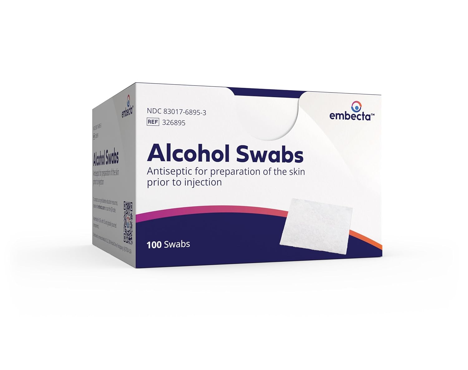 embecta™ 326895 Alcohol Wipes, 70% Isopropyl Alcohol, Pack of 1200