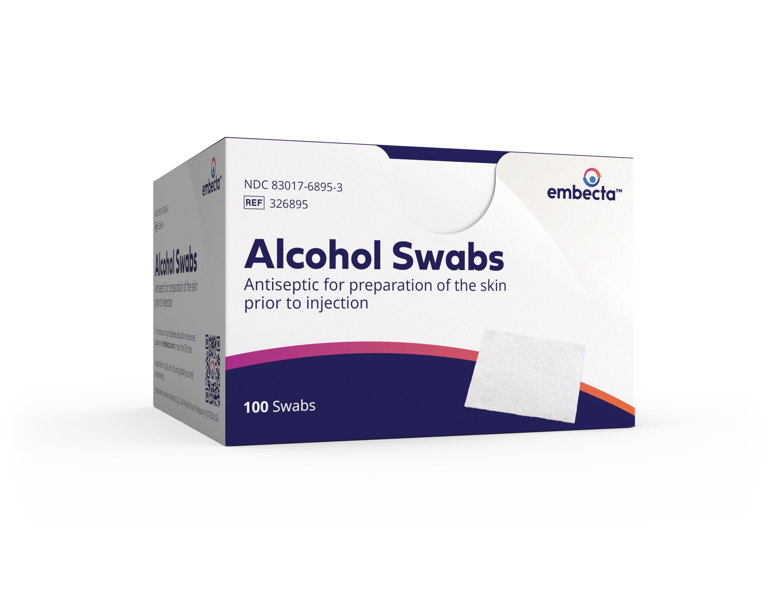 embecta™ 326895 Alcohol Wipes, 70% Isopropyl Alcohol, Pack of 1200