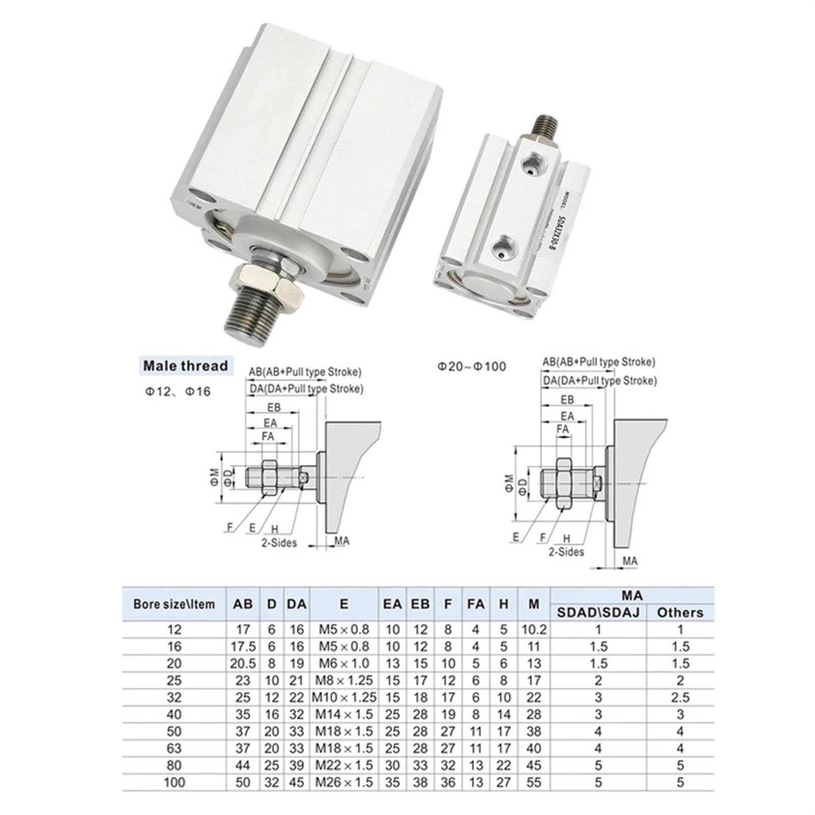 SDA25 * 5x10-15-20-25-30-35-40-50-SB Kleiner quadratischer dünner pneumatischer Kompaktzylinder mit Außenzähnen, 1 Stück(Magnet And CS1-J)