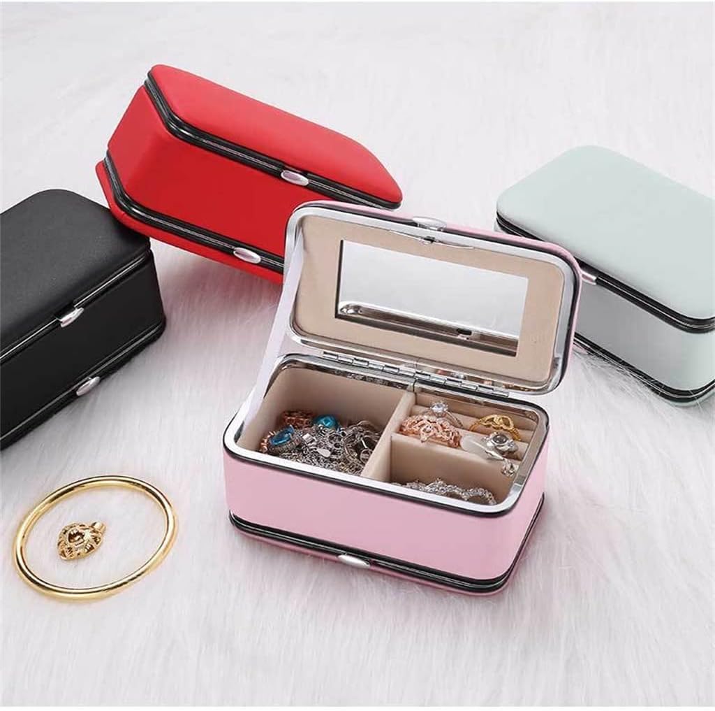 Cosmetic Manicure Tools Double Layer Portable Jewelry Box Storage Earrings Ring Multifution (Color : Black, Size : As shown) (C As shown)