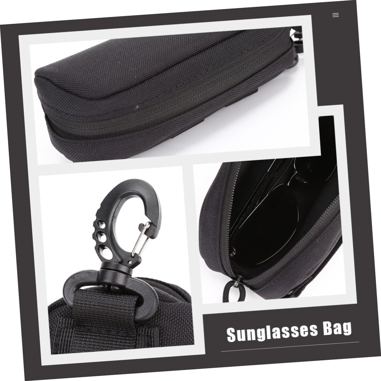 VANZACK Ergonomic Glasses Storage Case Clip Hard Shell Sunglasses Bag Durable Nylon