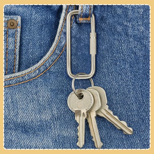 Image of Liliaafar 1.875'' Rectangular Key Ring with Turn Twist Sleeve Closure Screw Lock Clip KeyChain Ring for Key Organizer