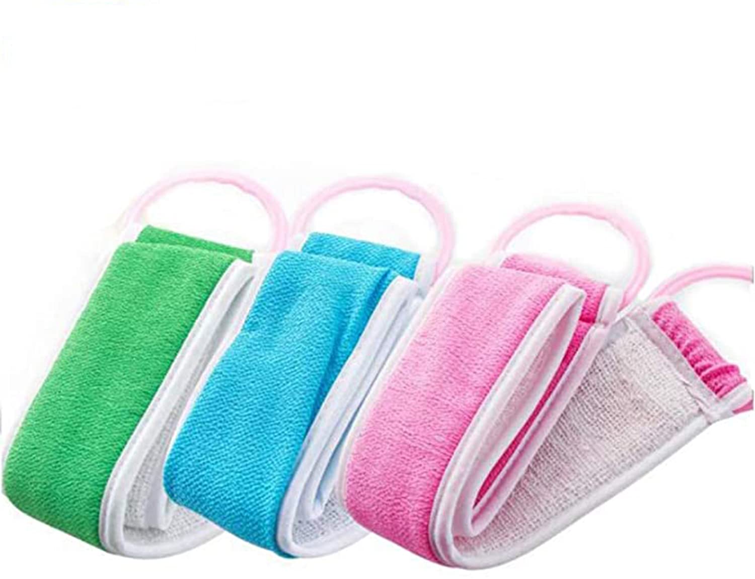 KASTWAVE Back Scrubber, Loofah Exfoliating, For Shower Double Side Scrubbing Strap Body Bath Sponge 3pcs