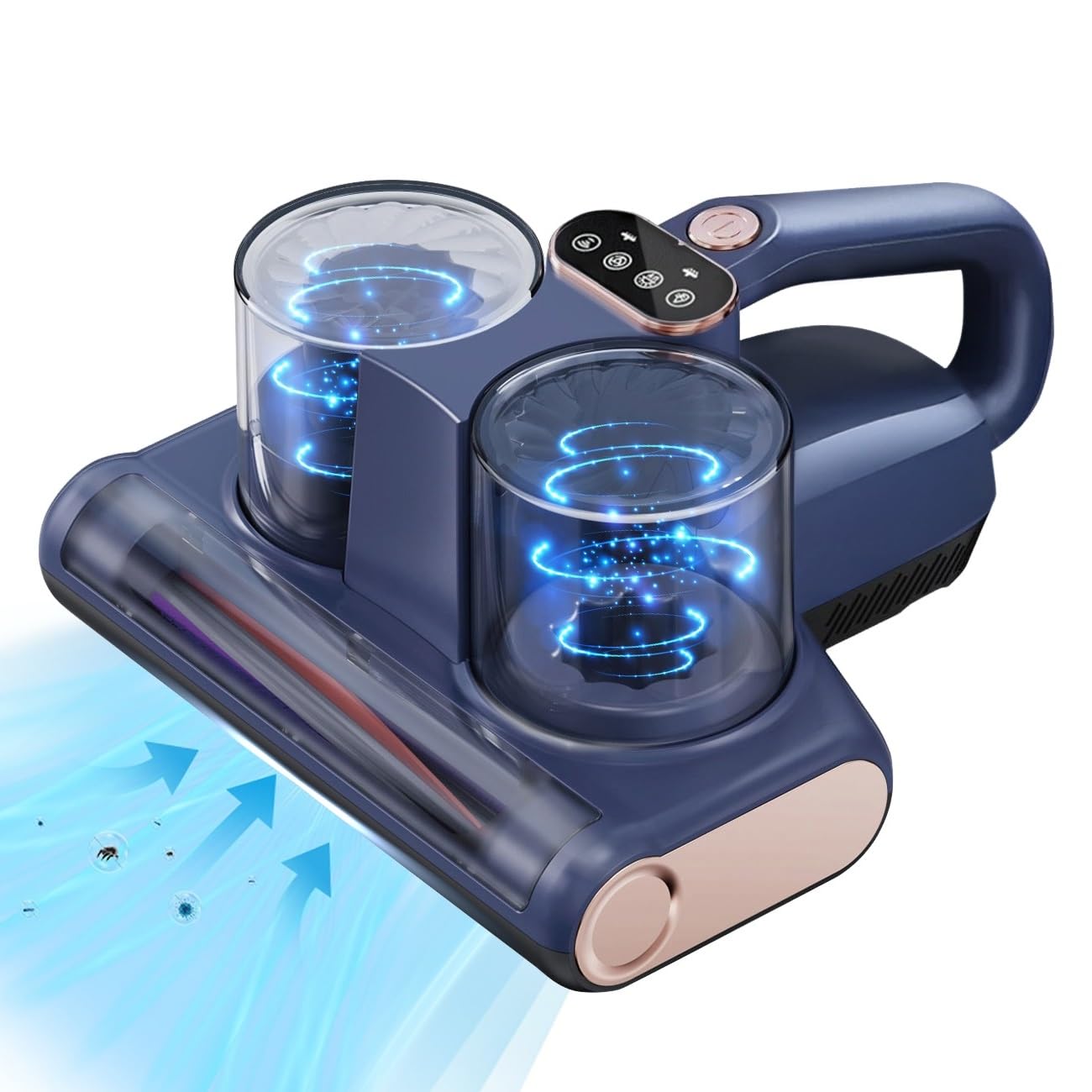 Aspiratore per materassi, con luce UV e sensore acaro della polvere, rimuove il 99,9% allergeni, design doppio raccoglitore di polvere, filtro HEPA, leggero e pratico