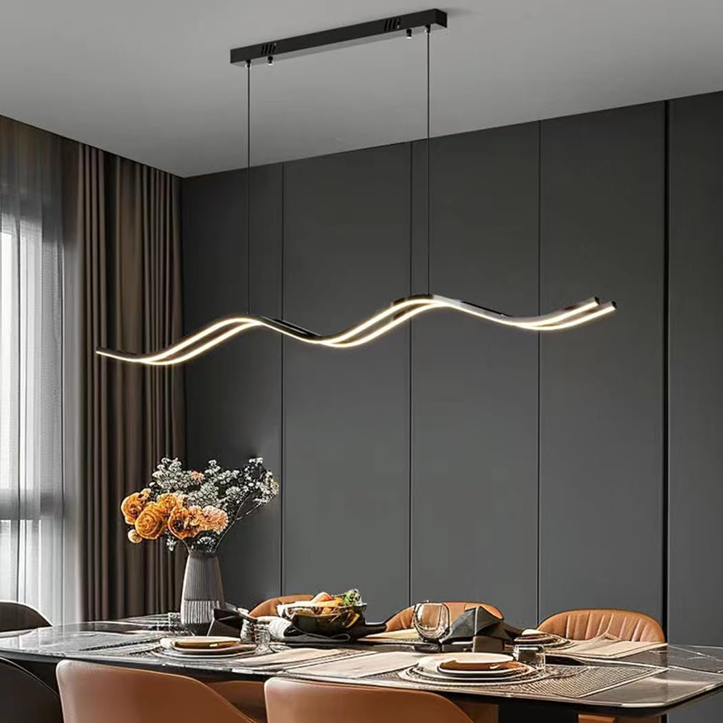 Lampe suspendue pour salle à manger LED télécommandable noire