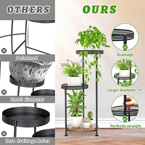 Miniatura 3 de DONGXIAO Estante escalonado, soporte de planta de metal de 3 niveles, soporte para macetas de almacenamiento escalonadas para interiores y