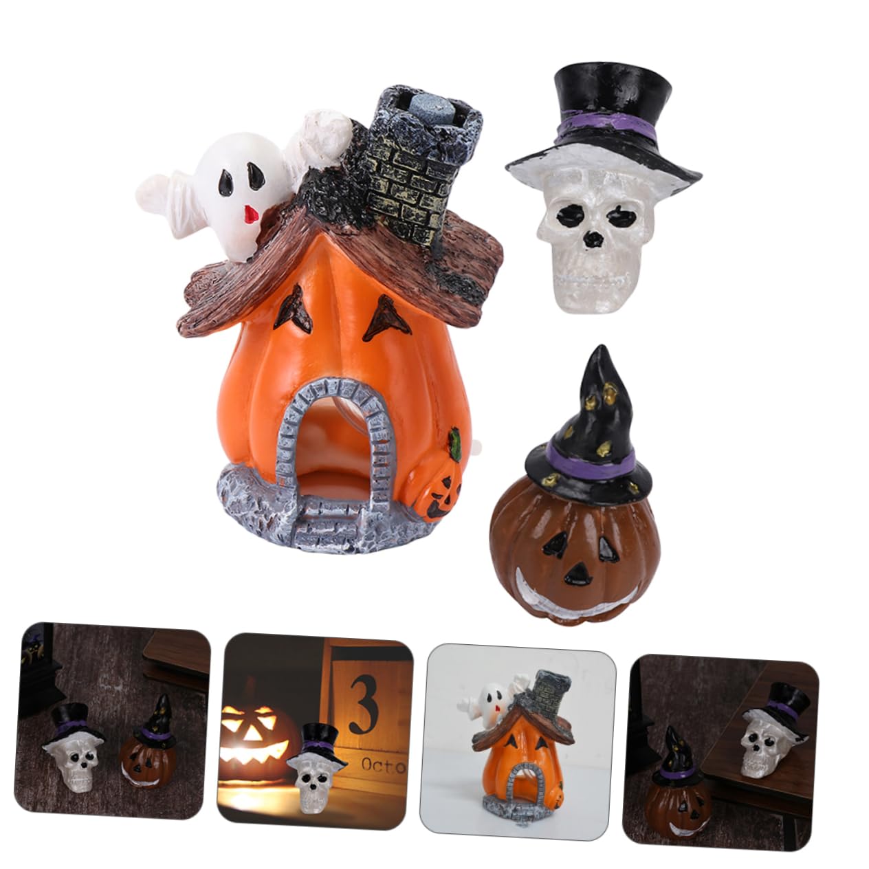 Cabilock 2 Set Casa Della Zucca Dell'acquario Gigante Ornamenti Per Acquari Di Grandi Dimensioni Piccolo Decorazione Dell'acquario Arredamento Per La Casa Dell'acquario Resina 3 Pezzi*2