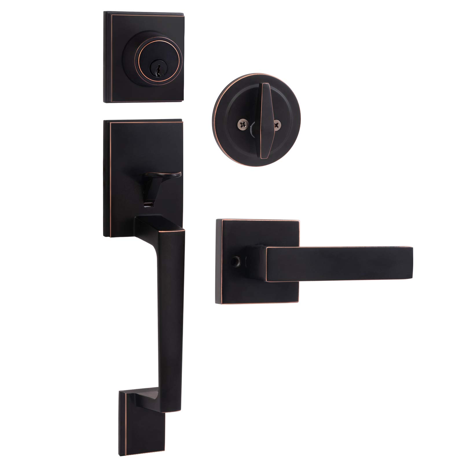 Buy HOSOM Front Door Handle Set, Deadbolt Lock Set with Key, Modern