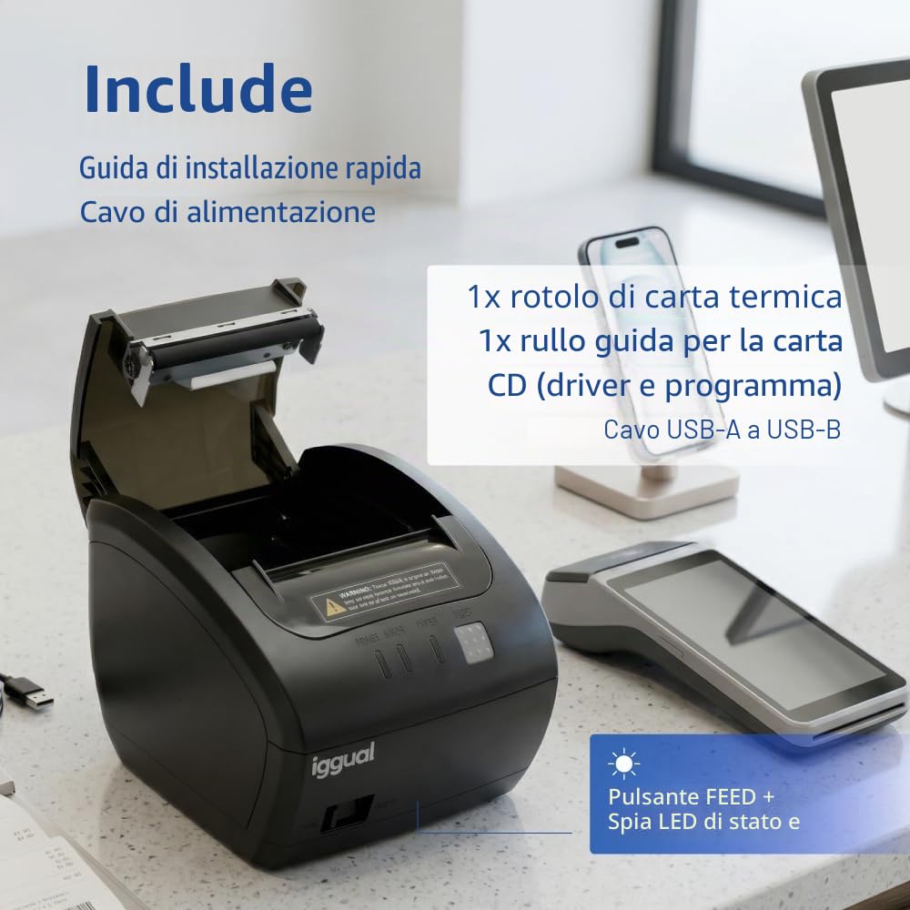 iggual TP EASY 80 WiFi Stampante termica per biglietti da 80 mm Larghezza 230 mm/s Monocromatico