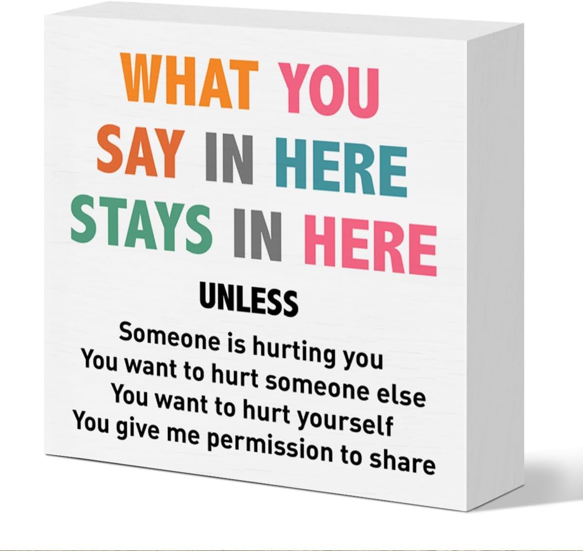 5x5 Inch Box Sign What You Say in Here Stays in Here Decor