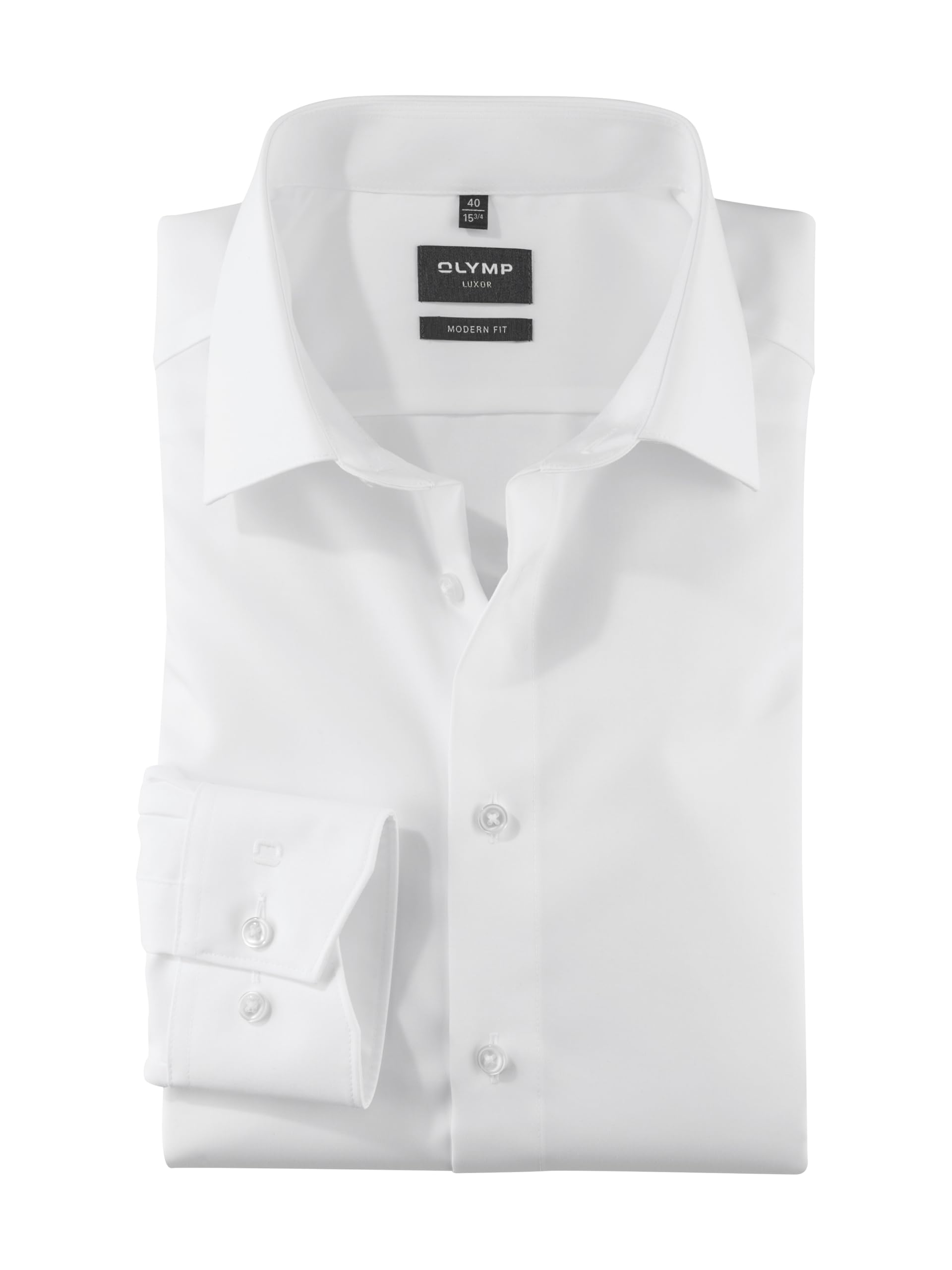 Olymp Luxor Slim line Uni White Italian Edge Topstitching on Collar 6350/64/00, 16