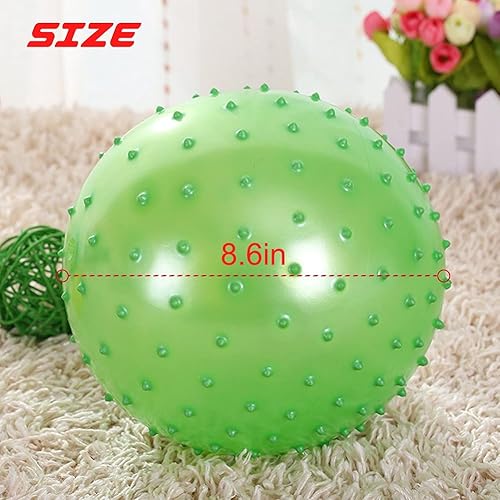 Miniatura 6 de Paquete de 5 bolas sensoriales de 8.6 pulgadas para niños pequeños de 1 a 3 años con bomba, bolas de masaje inflables Knobby Bouncy para bebés,