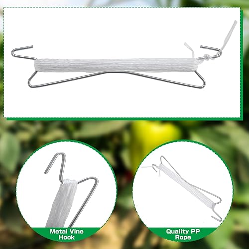 Miniatura 3 de 30 ganchos de tomate con cuerda, 40 clips de soporte para plantas, ganchos de soporte de tomate con cordel de 33.3 pies para tomate, pepino, cereza