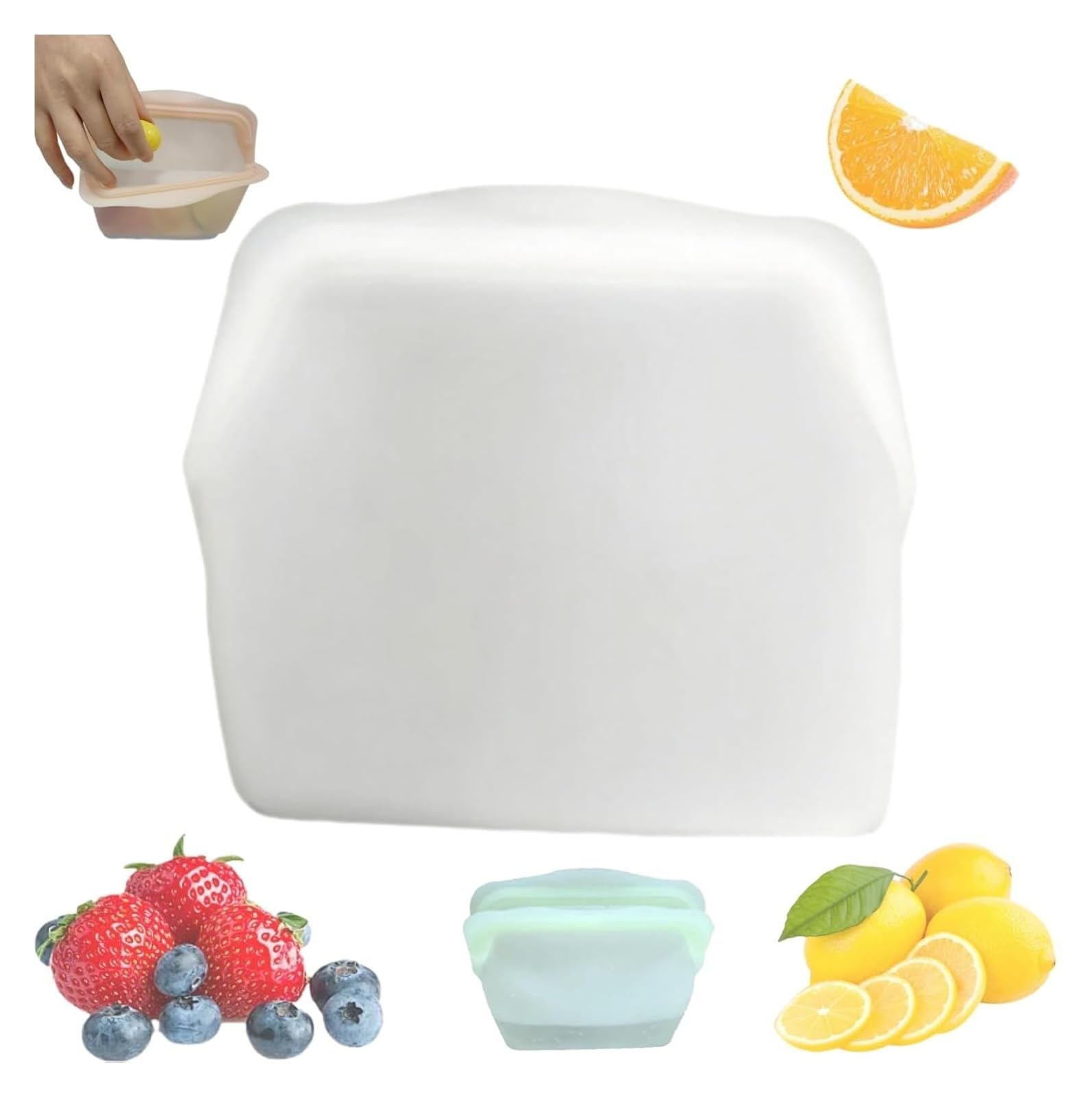 Everbag Silicone Food Storage Bags, Reusable Leak-Proof Upright Freezer Bags, Odour-Proof & High Temperature Resistant(White,1000ML)
