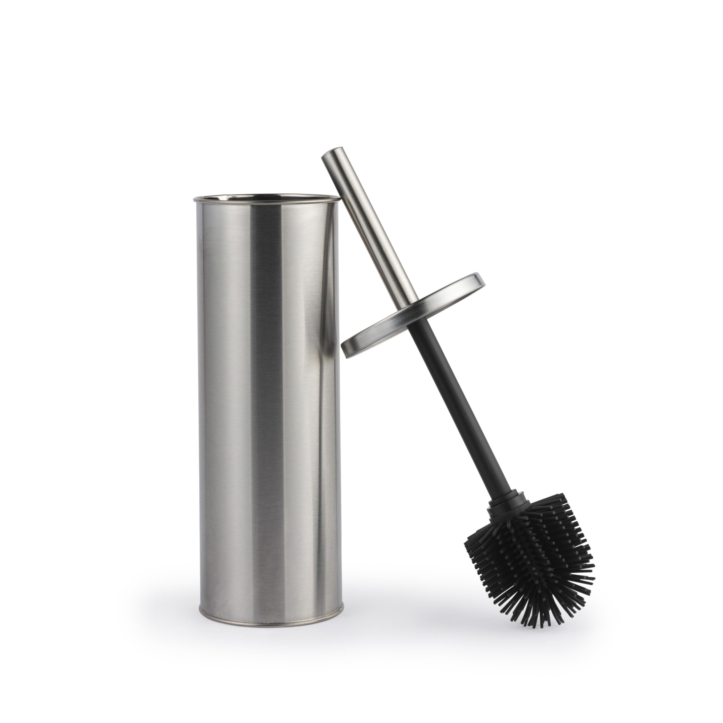 Beldray Toilet Brush & Holder – AntiBac Treated, Non-Scratch Silicone Bristles, Splash Proof, Discreet Closed-Top Design, Long Handle, Easy Clean Hygienic Head, Resists Staining, Stainless Steel