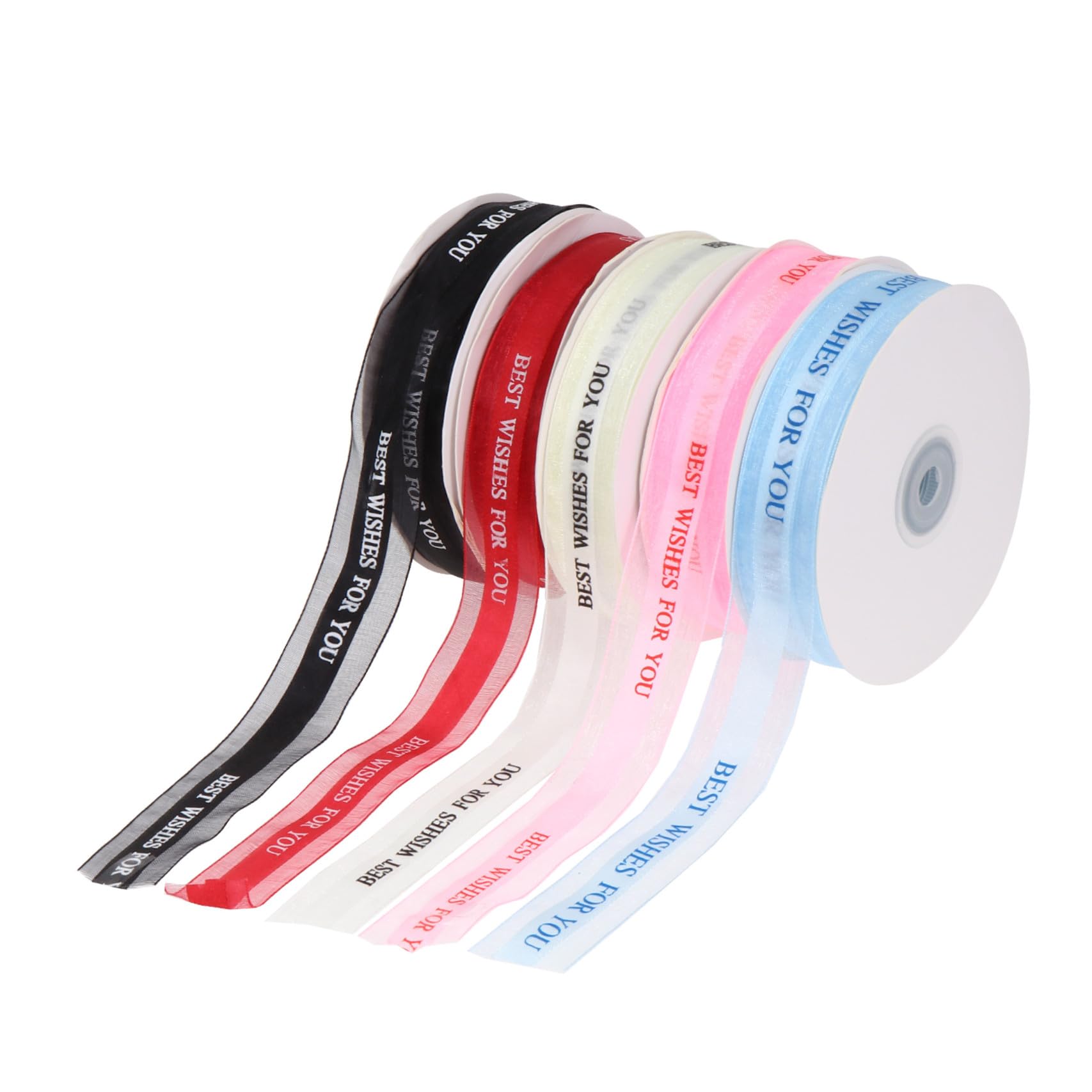 Beavorty 5 Rollen Dekoratives Geschenkband aus Satin 2,5cm Breit 50m Lang in Verschiedenen Farben Elegant und Einfach zu Bearbeiten für Party und Hochzeitsdekoration
