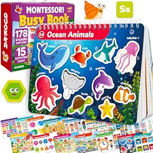 Quokka Activity Busy Book For Kids – Montessori Busy Board For 3-5 Year Olds – Preschool Learning Resources with 15 Interactive Pages & Touch Fastener – Travel Educational Toys For Toddlers on Plane