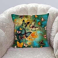 Vista 2 de IBILIU Fundas de almohada de mariposa, funda de almohada para decoración del hogar, 18 x 18 pulgadas