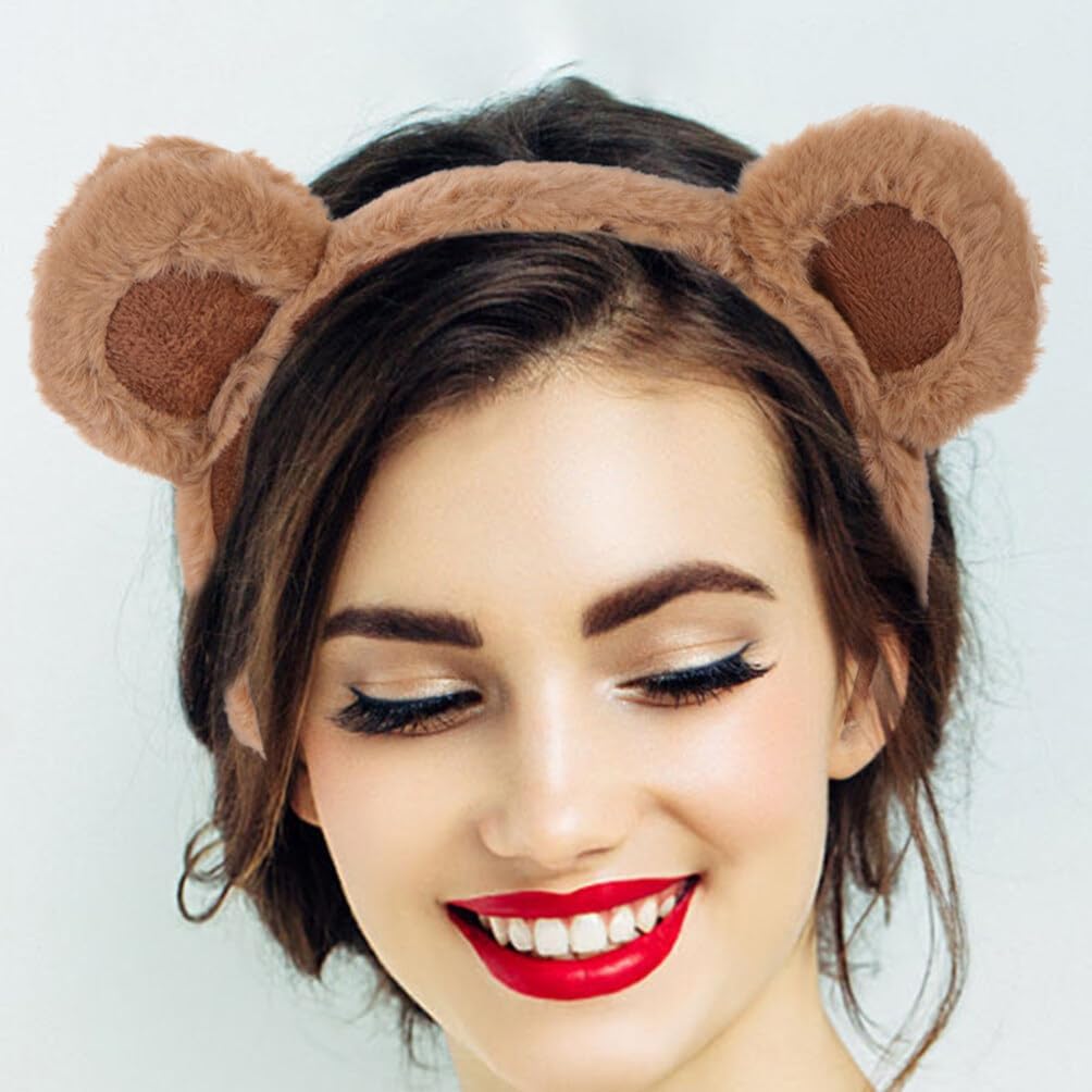 Beaupretty 3pcs Bear Ears Headband Halloween Animal Cosplay Headwear Party Prop Favors for Women Girls Brown - Image 7