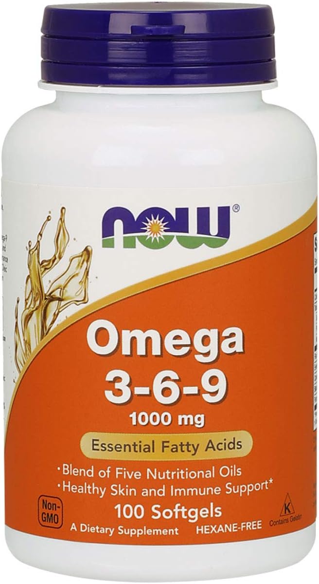 NOW Foods Supplements, Omega 3-6-9 1000 mg with a blend of Flax Seed, Evening Primrose, Canola, Black Currant and Pumpkin Seed Oils, 100 Softgels (NOW1075/253/1501) : Health & Household