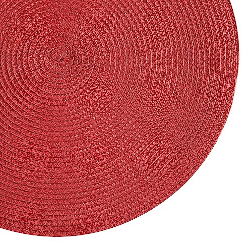 Round Placemats, Crossweave Heat Resistant Classic Woven Round Place Mats Diameter 13.5 Inch For Kitchen Table Set Of 6 (Red) #TOP4