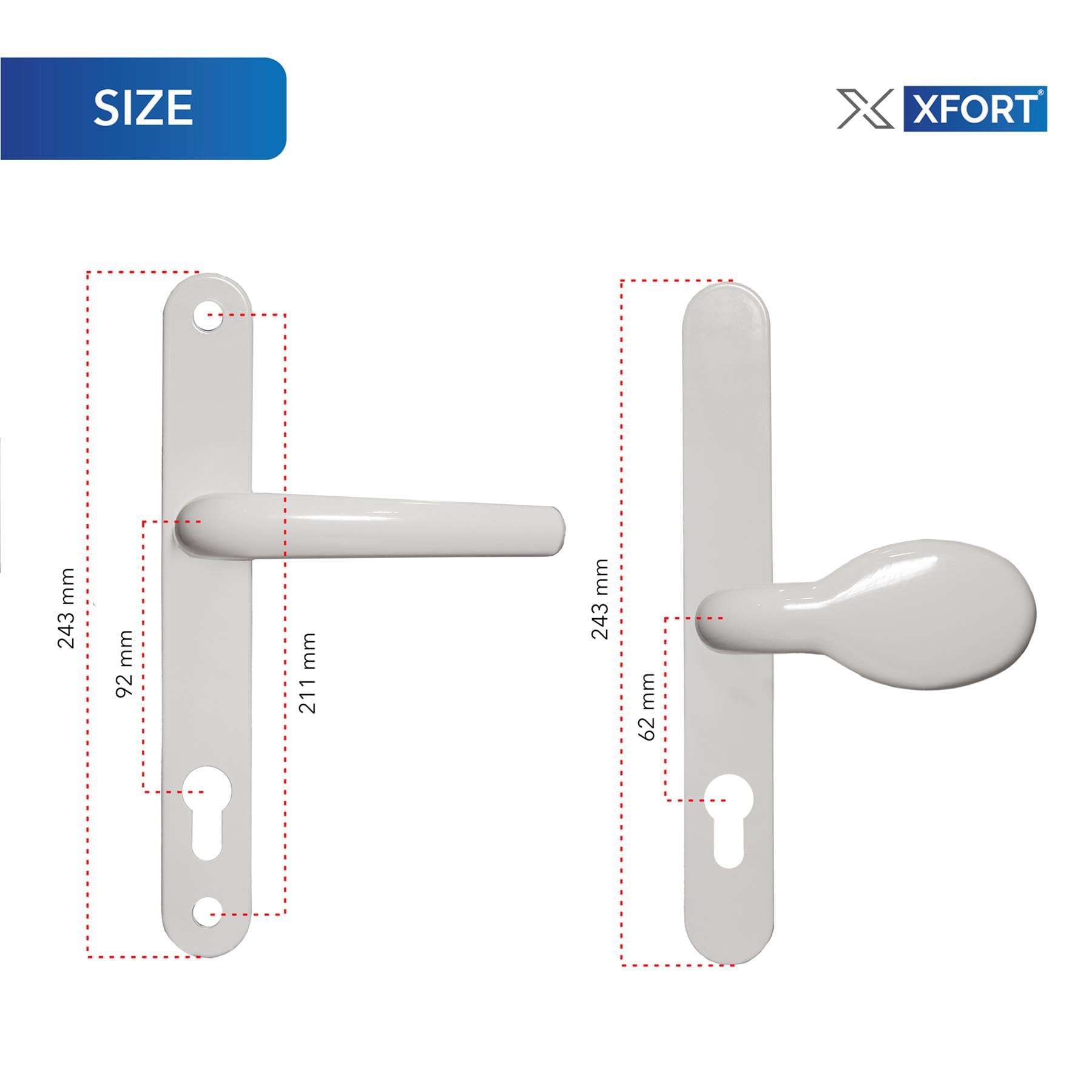 Poignee De Porte Interieur XFORT Uros Poignée De Porte Blanche (PZ 62/92 Mm, Distance Entre