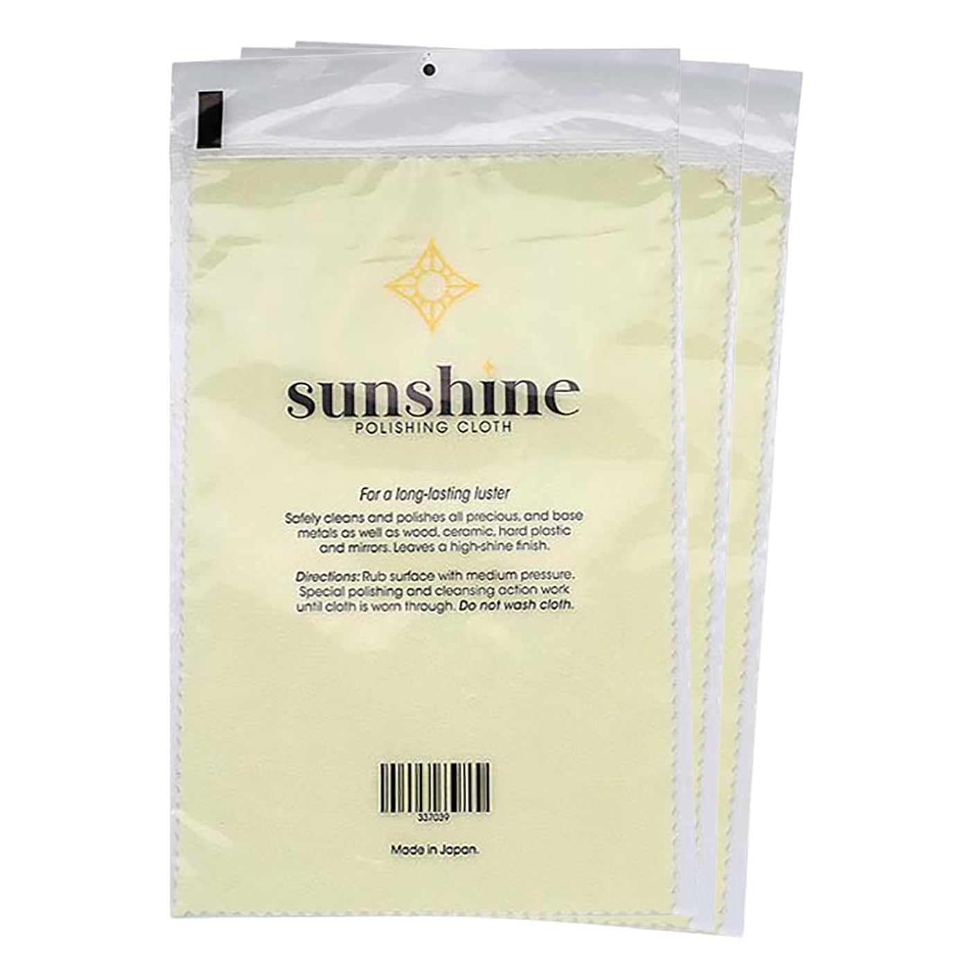 3 Sunshine Polishing Cloths for Sterling Silver, Gold, Brass and Copper Jewelry Polishing Cloth