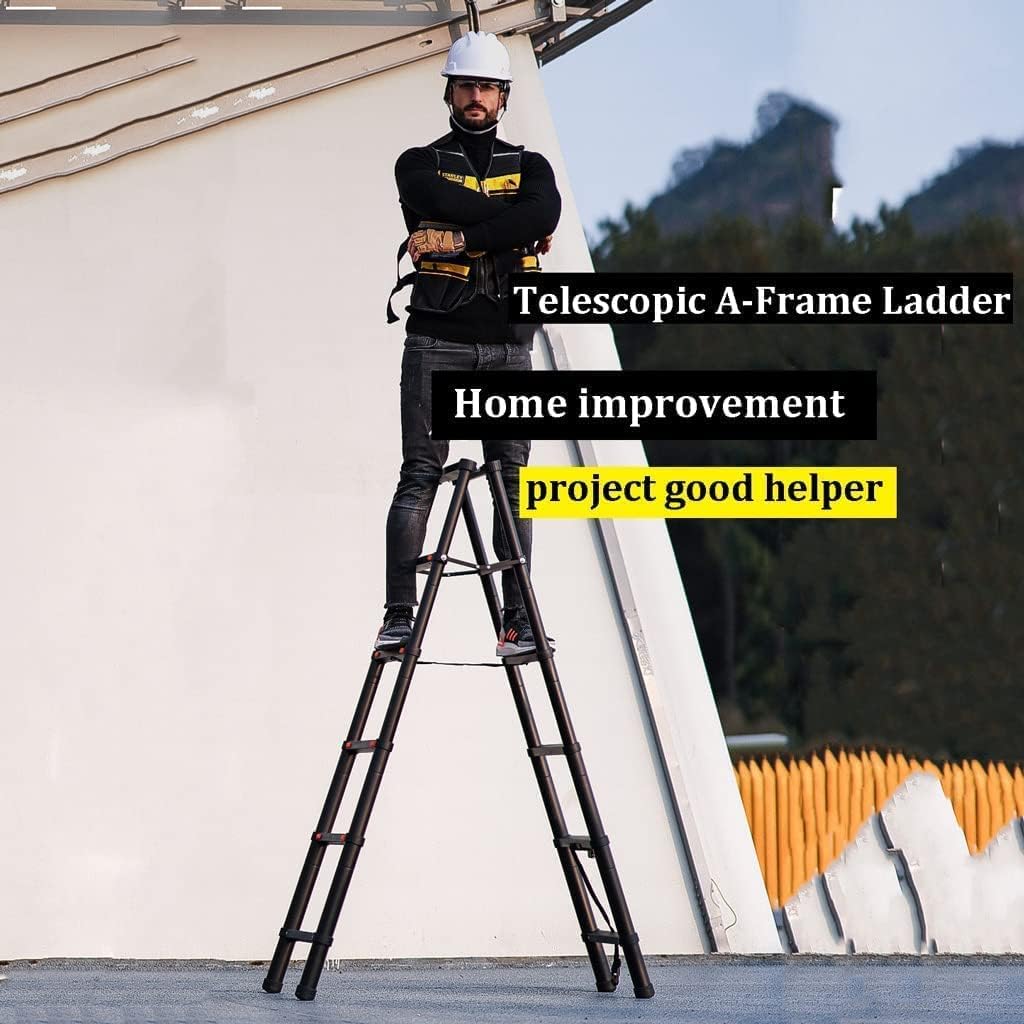 Step Ladder Thickened Telescoping Ladders Aluminum Multipurpose Folding Ladder Family Use Step Ladders 150kg Bearing Folding Ladder Telescopic Ladder(Size:4 Step)