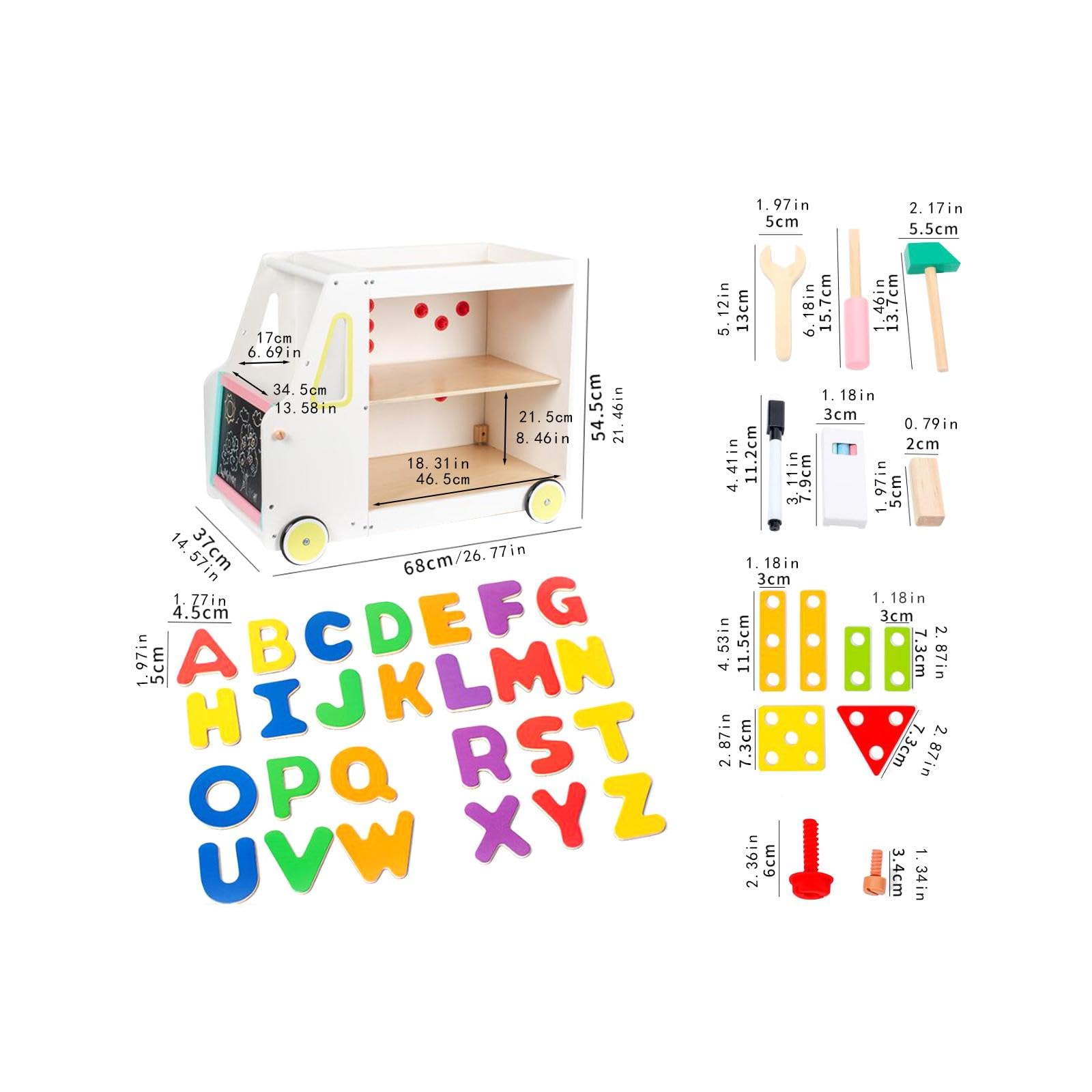 Garende Kids Wooden Music Activity Toy for Walking and Learning, White