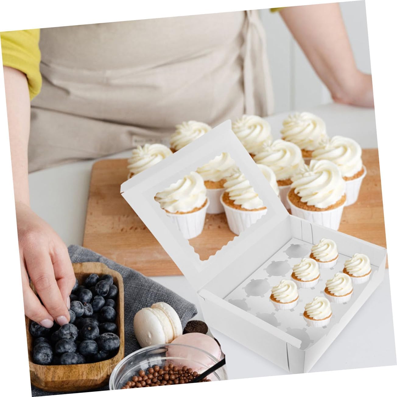 STOBAZA 10pcs Paper Bakery Box Transparent Window Creative Cupcake Packing Box for Muffins Tarts and Pastries for Holidays and Special Occasions