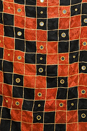Phulkari Dupatta from Punjab with Embroidery All-Over and Mirrors - Art Silk4