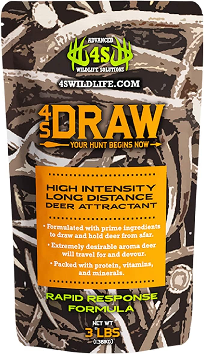 Advanced Wildlife Solutions | 4S Draw | High Intensity Deer Attractant | Long Range Lure| Strong Aroma & Flavor | 2X Protein | No Mixing Required | Rapid Response Formula | Hunting