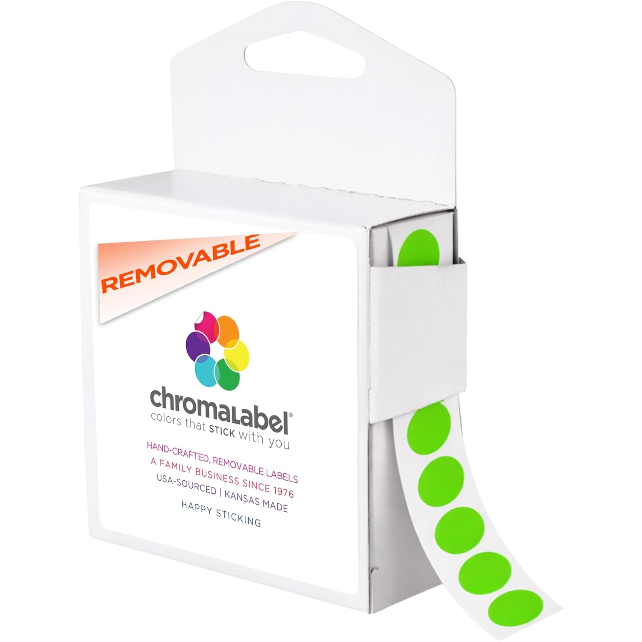 ChromaLabel 0.50 Inch Round Label Removable Color Code Dot Stickers, 1000/Box
